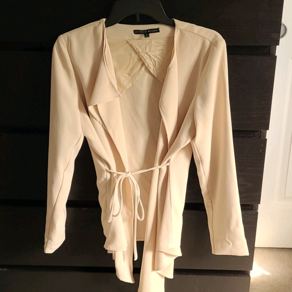 Antonio Melani cream tie waist jacket